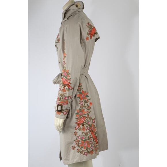 Calypso St Barth Floral Embroidered Trench Coat Boho Luxury Women’s Size M - Picture 9 of 16